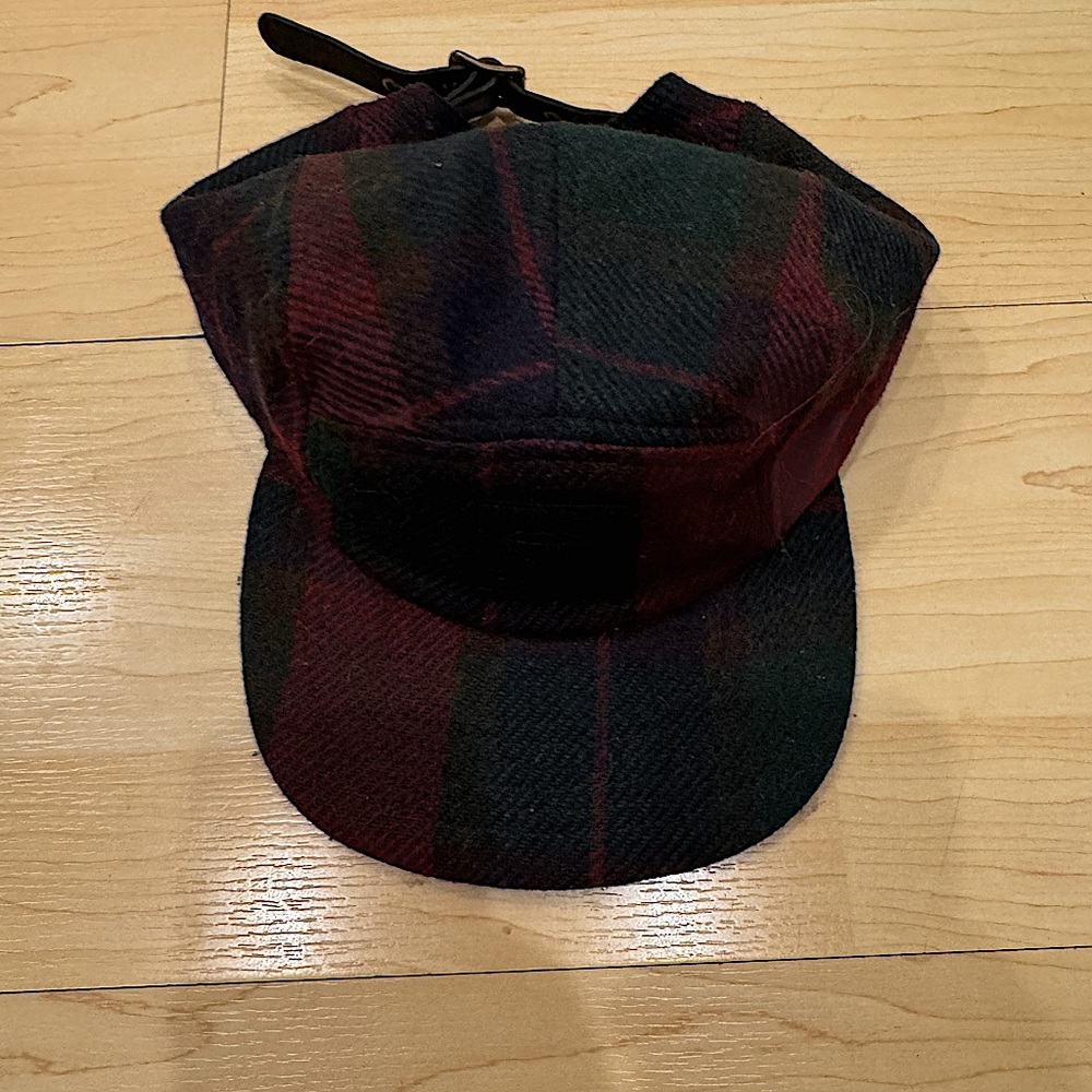 Diamond 5-Panel Flannel Strapback Hat. Leather Strap. NWOT